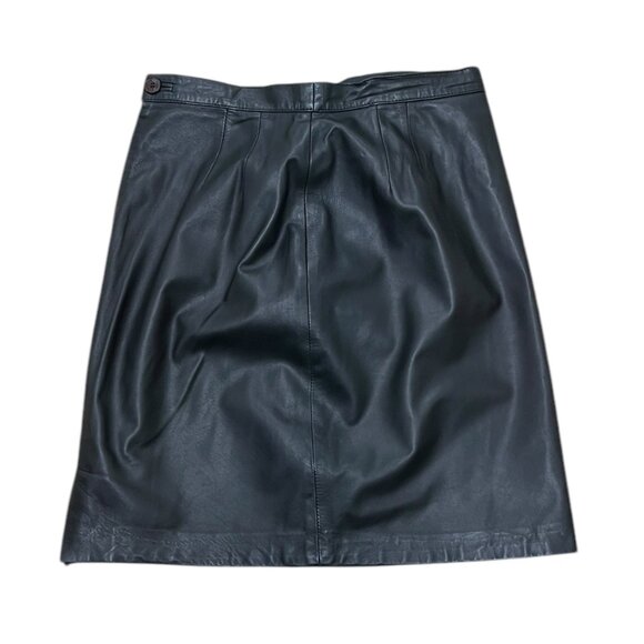 Women’s Vintage Saks Fifth Avenue skirt leather black 1990s - Picture 1 of 7